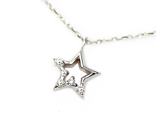K18・K10WGダイヤモンド　星・スター　ペンダントネックレス星形のペンダントネックレスです