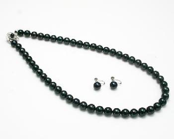 黒染:本真珠φ6.5～7mm玉ネックレス(42cm)